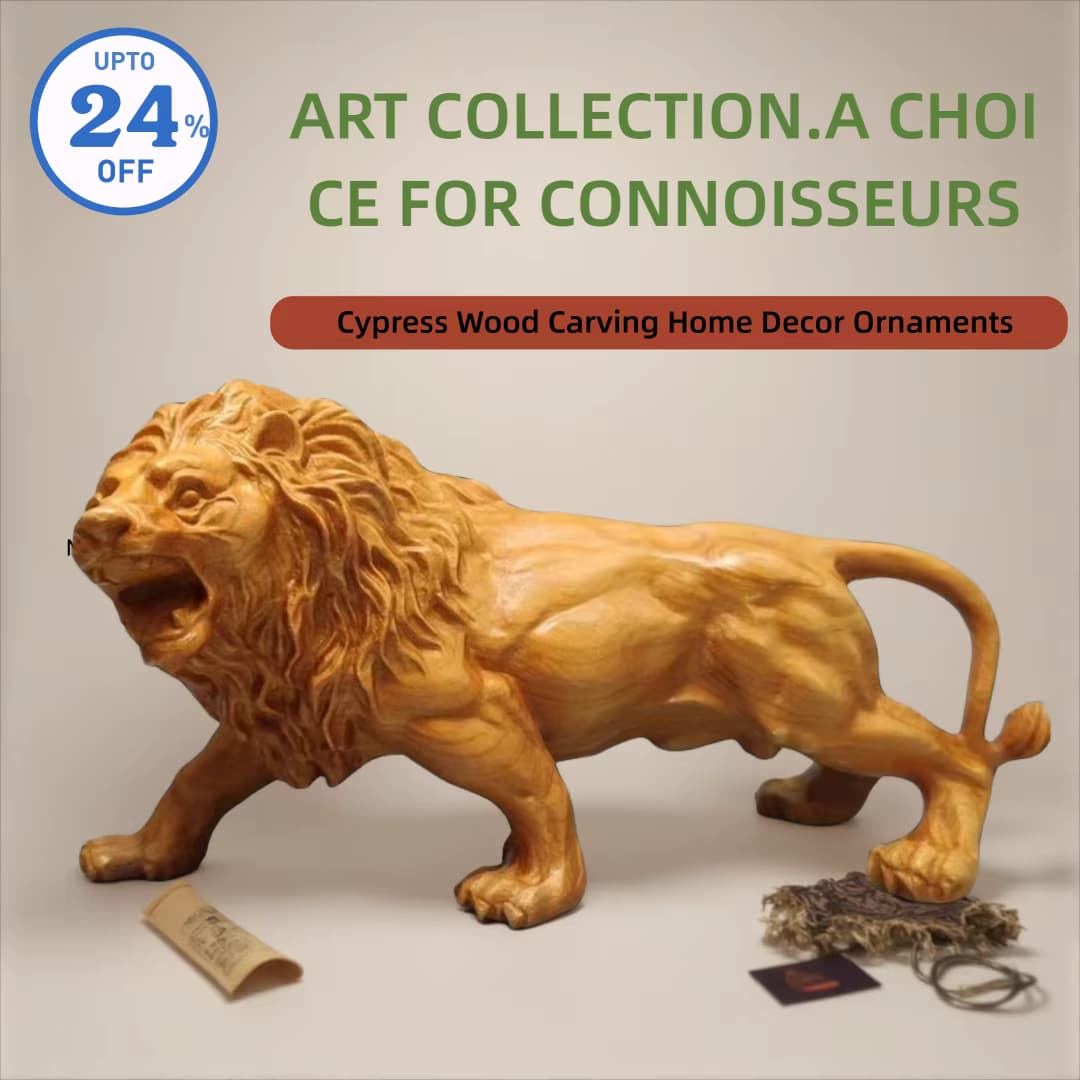 Natürliche Zypressen holz Löwen statue, Massivholz hand geschnitzte Tiers kulptur Home Room Office Dekoration Kunstwerk das perfekte Geschenk