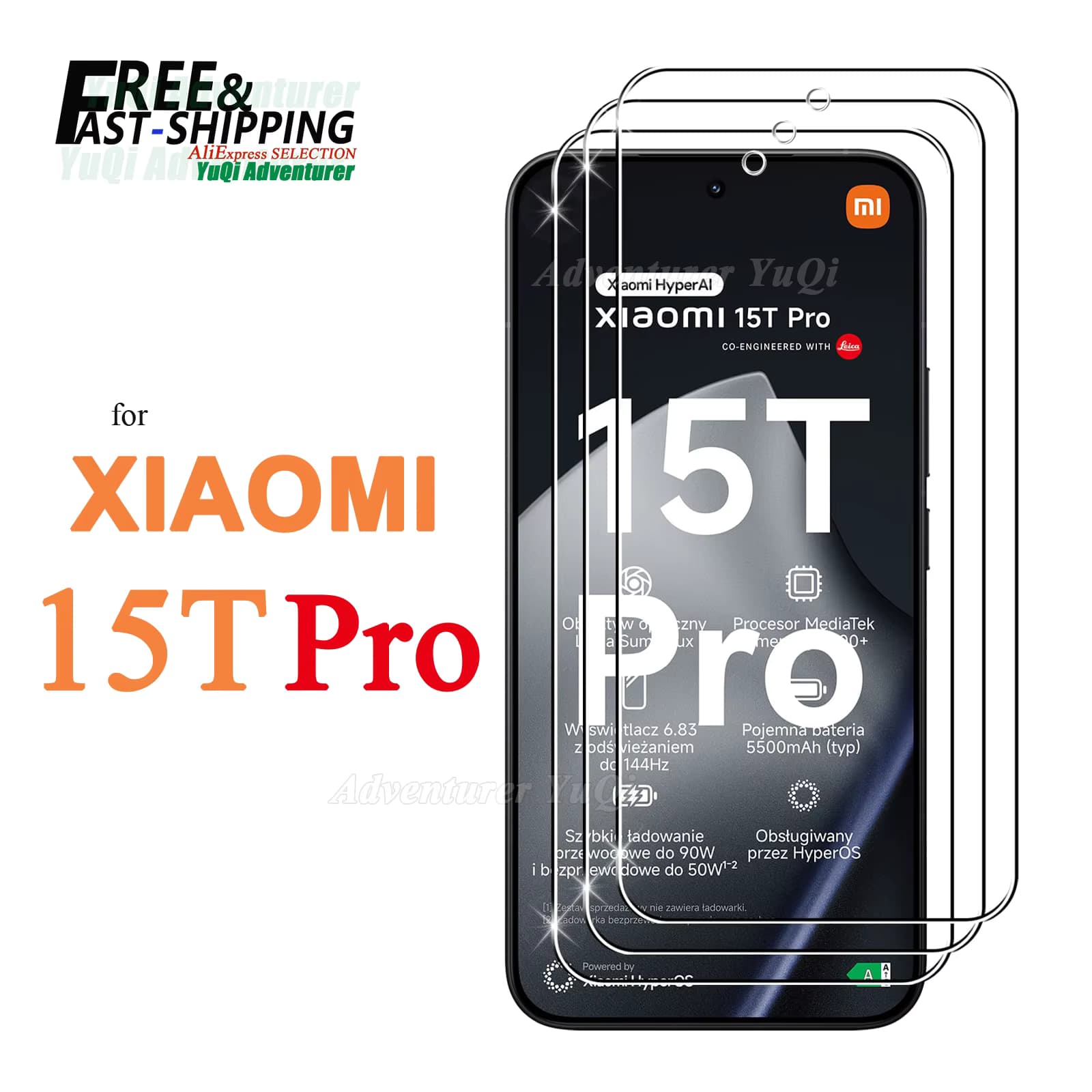 Displayschutzfolie für Xiaomi 15T Pro, gehärtetes Glas, HD 9H, transparent, klar, kratzfest, freundlich