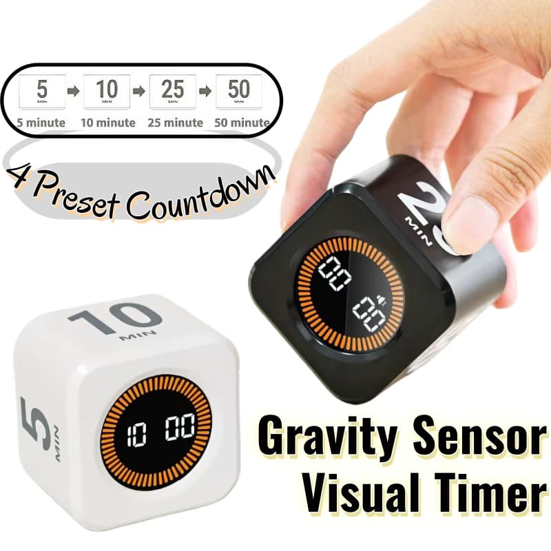 Würfel-Timer mit 5/10/25/50 Minuten und Schwerkraftsensor Desktop-Produktivitäts-Tracker-Uhr für Studium und Küche als Zeitmanagement-Tool