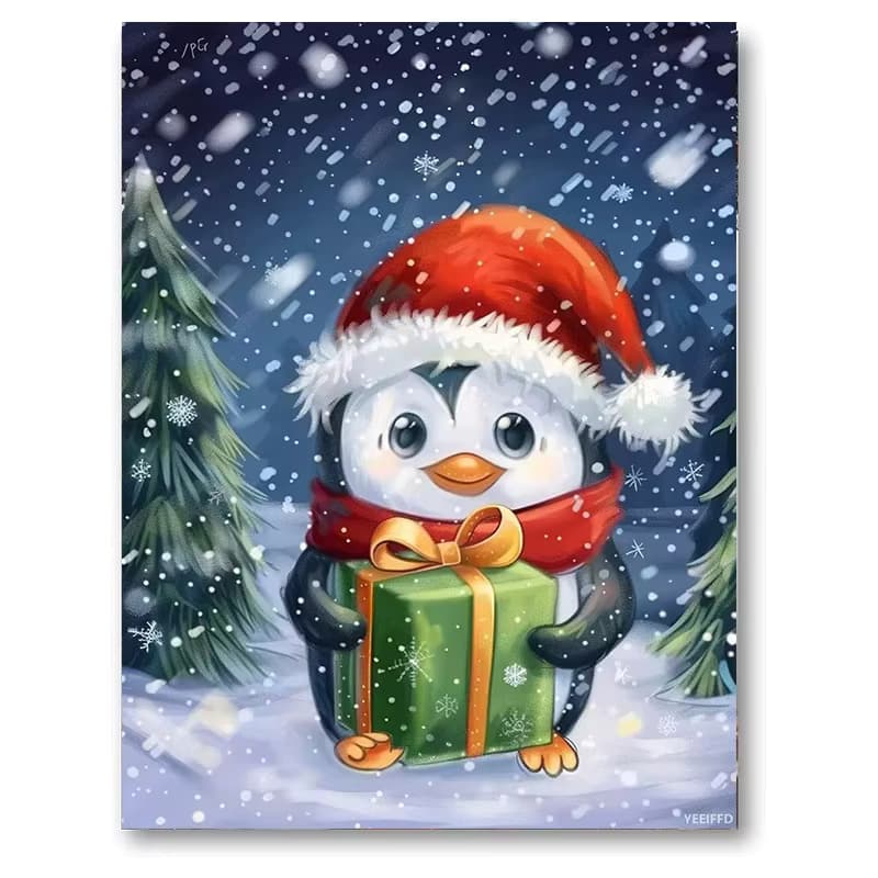 AB Drill Diamant-Malerei-Set für Erwachsene mit Weihnachts-Cartoon-Pinguin-Muster, Strass-Kunst, Gemälde, Weihnachtsdekoration, Geschenk