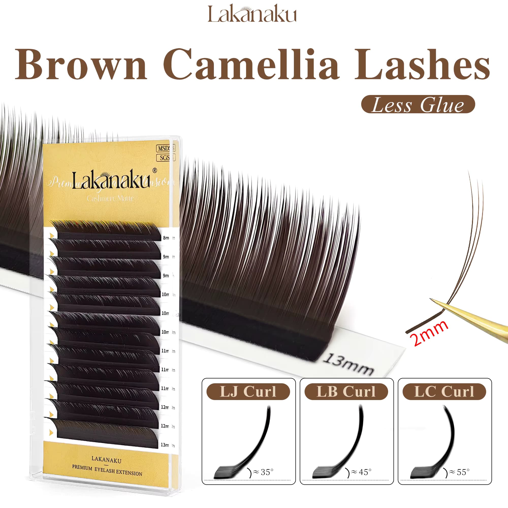 LAKANAKU Camellia Wimpernverlängerungen UJ/UB/UC/LJ/LB/LC Curl Mehrere Längen Flauschige Einzelwimpernverlängerungen