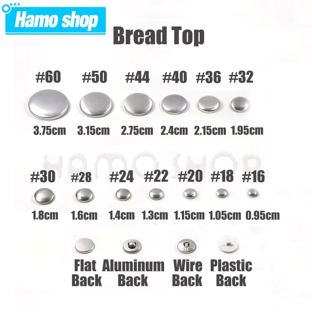 100 Stück Sätze/Los # 16–60 DIY handgefertigte Stoffknöpfe, Brotform, runder, mit Stoff überzogener Knopf, Stoff, Metall, 4 Knöpfe für die hintere Abdeckung