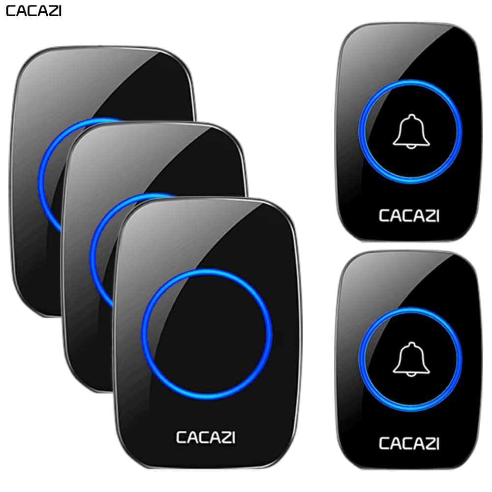 CACAZI Neue kabellose Türklingel, wasserdicht, 300 m Reichweite, US, EU, UK, Plug-in, intelligente Türklingel für Zuhause, 1 2 Tasten, 1 2 3 Empfänger