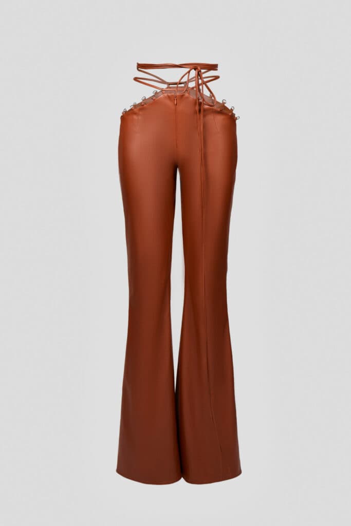 Flared leg gold pants with ties. Angebot von LIKA.