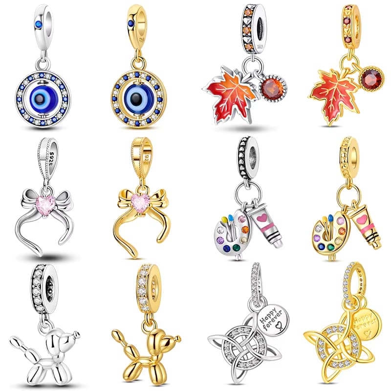 925 Sterling Silber Charms Perle CZ Zirkon Goldener Ballon VIP Hund Anhänger Passend für Original Armband DIY Damen Schmuck Geschenk