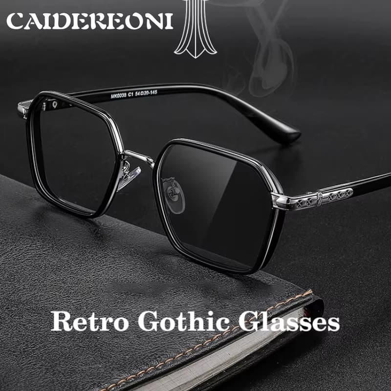 CAIDERONI Modische quadratische Brille, optische Brille für Männer und Frauen, Anti-Blaulicht-Lesebrille, kann individuell angepasst werden, Rezept 0038