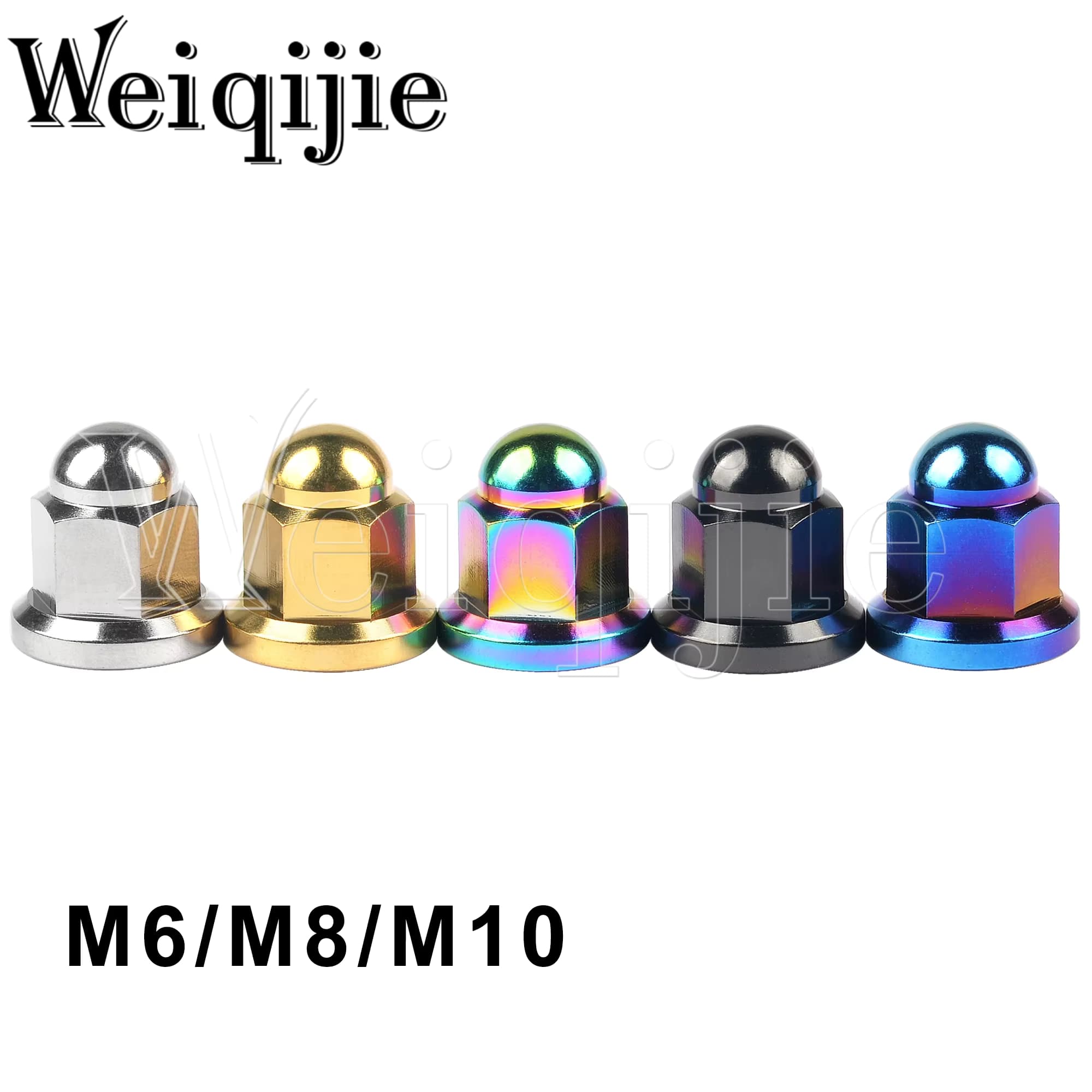 Weiqijie 6 Stück Titanmutter M6 x 1,0 mm M8/M10 x 1,25 mm Kuppelmutter für Fahrrad, Motorrad