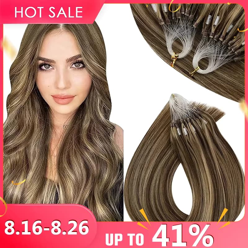 VeSunny Remy Micro Loop Menschliches Haar Extensions Micro Perlen Haar Seidig Weich Micro Ring Haar Extensions 1g/strand 50g