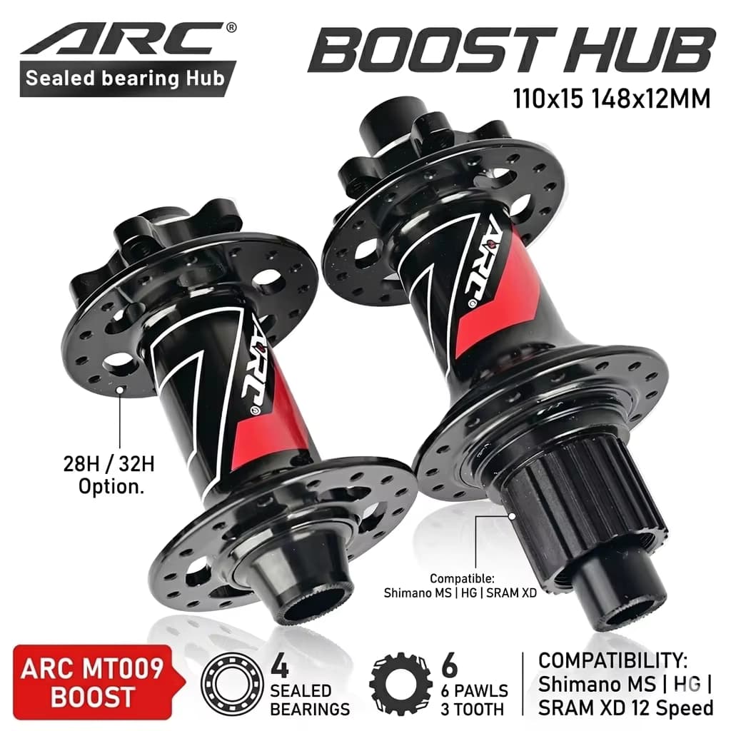 ARC MT009 Boost MTB Nabe 15x110 12x148 Mountainbike Scheibenbremsnabe 28/32H 6 Sperrklinken für Shimano MS HG SRAM XD 8-12 Gang