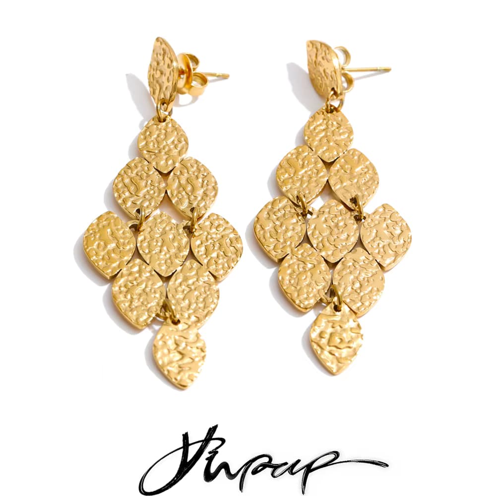 Yhpup Edelstahl Metall-Blatt Tropfen-Ohrringe PVD-Beschichtet Trendige Vintage Pflanzen Modern 2026 Schmuck für Frauen