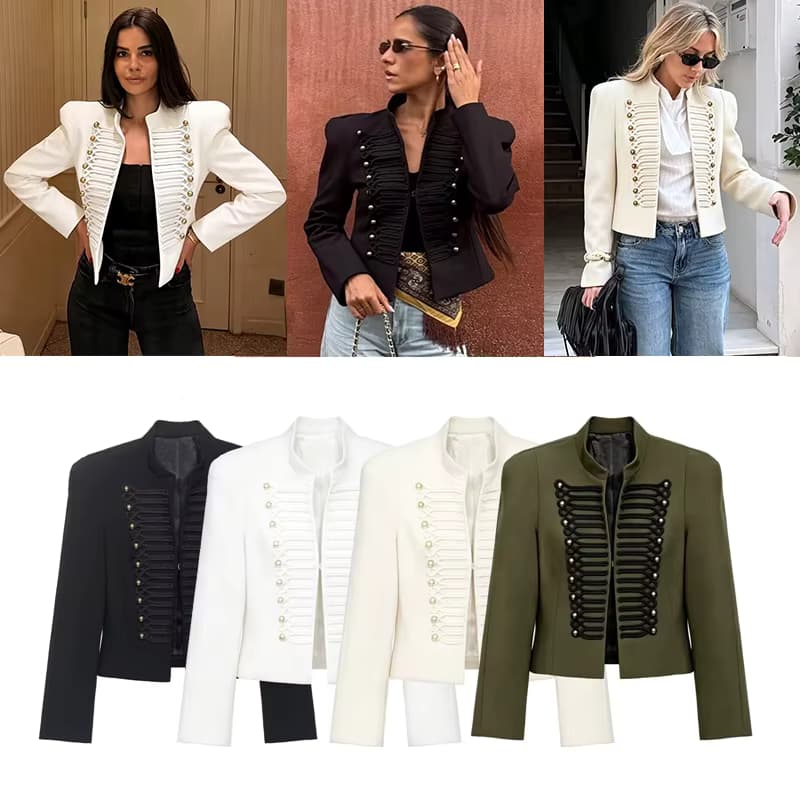 Damenjacke 2026 Neue Mode Sommer Langarm Figurbetonte Blazer mit Schulterpolstern Persönliche Schicke Herbst Damen Oberbekleidung