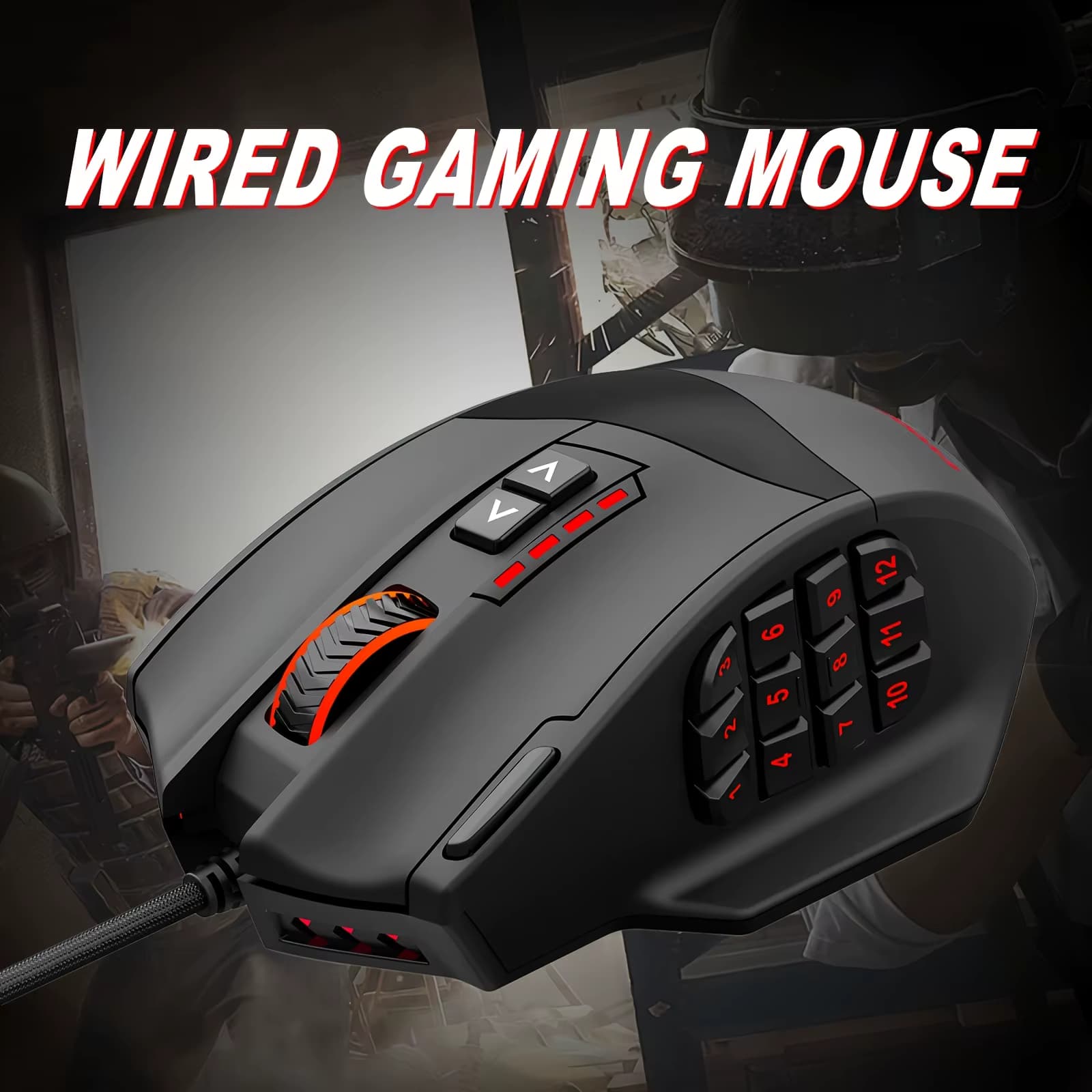 E-YOOSO X-39 Kabelgebundene Gaming-Maus, 12 seitliche Schnelltasten, ergonomisch, automatische Schlaffunktion, Plug & Play, RGB-Hintergrundbeleuchtung für PC-Gaming
