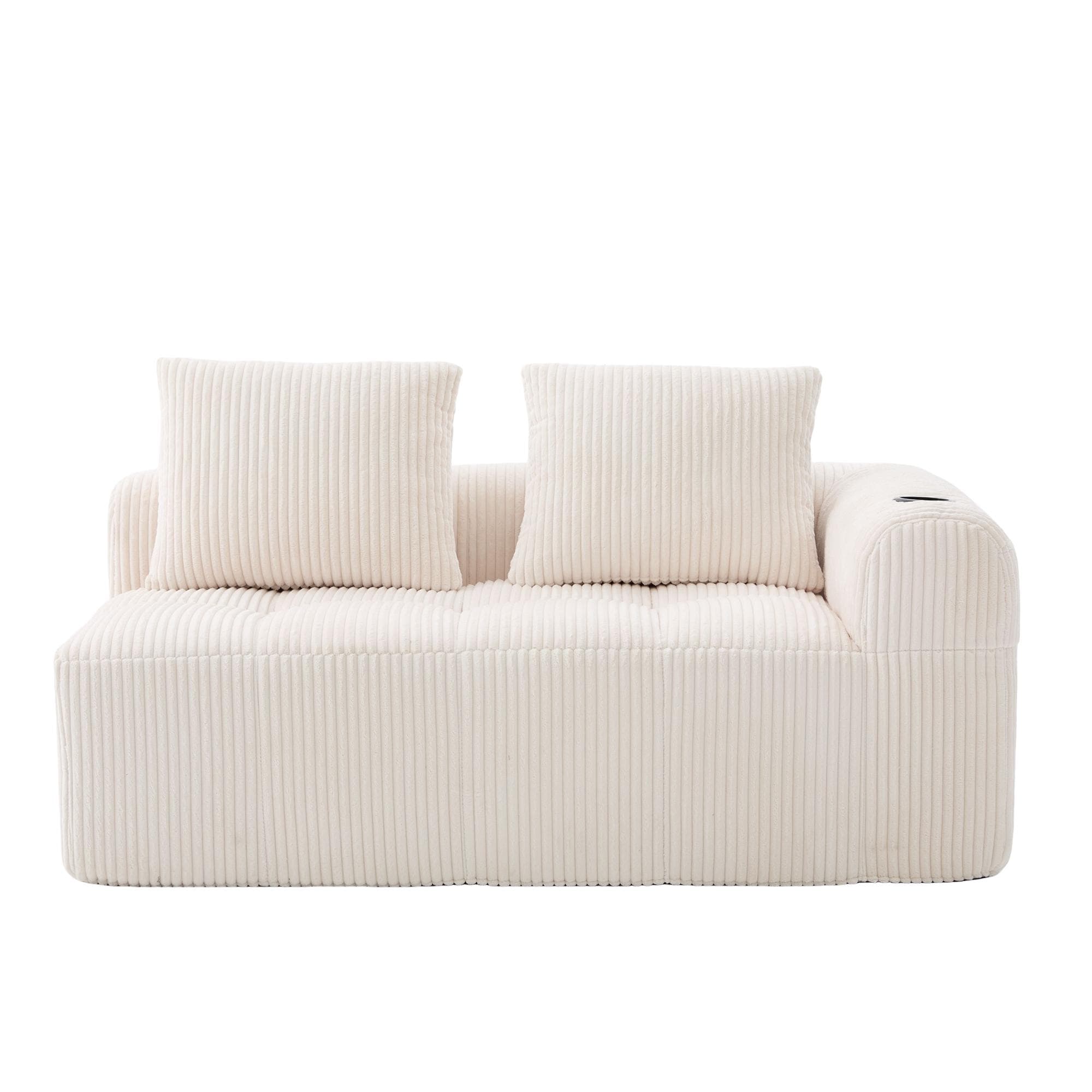 Bequemes Cordsofa mit zwei Sitzern, Beige Aosom.de