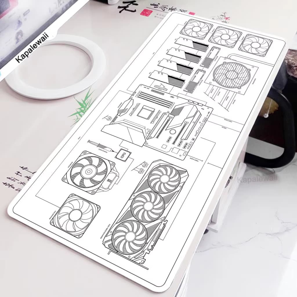 Großes Mauspad mit künstlerischem Liniendesign, Gaming-Build-Mauspad, Gamer-Mauspad aus Gummi, Heimbüro, Tischteppich, Tastaturpads, 90 x 40 cm