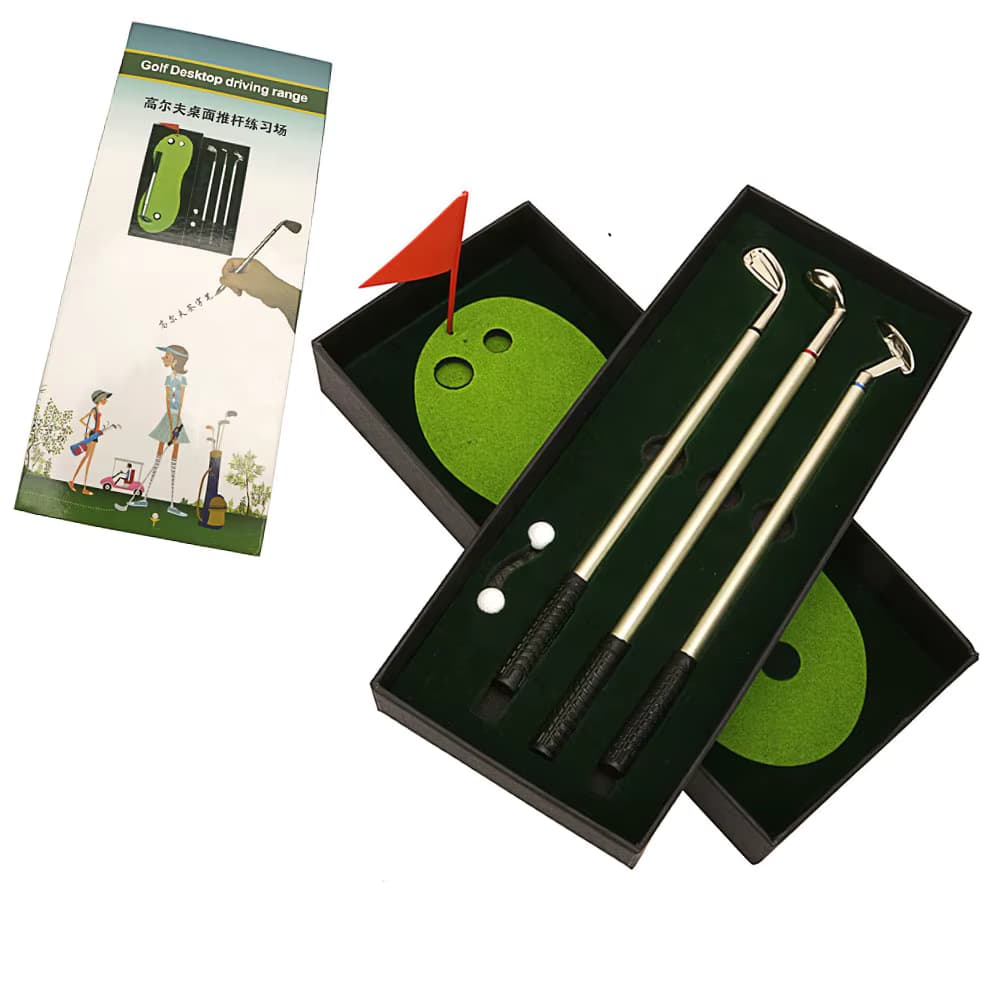 Wholesale Custom logo Mini Desktop Golf Gift Set with Putting Green Flag and 3 Colour Metal Club Neutral Pens Golf Accessories. Tilbud fra Alibaba US.