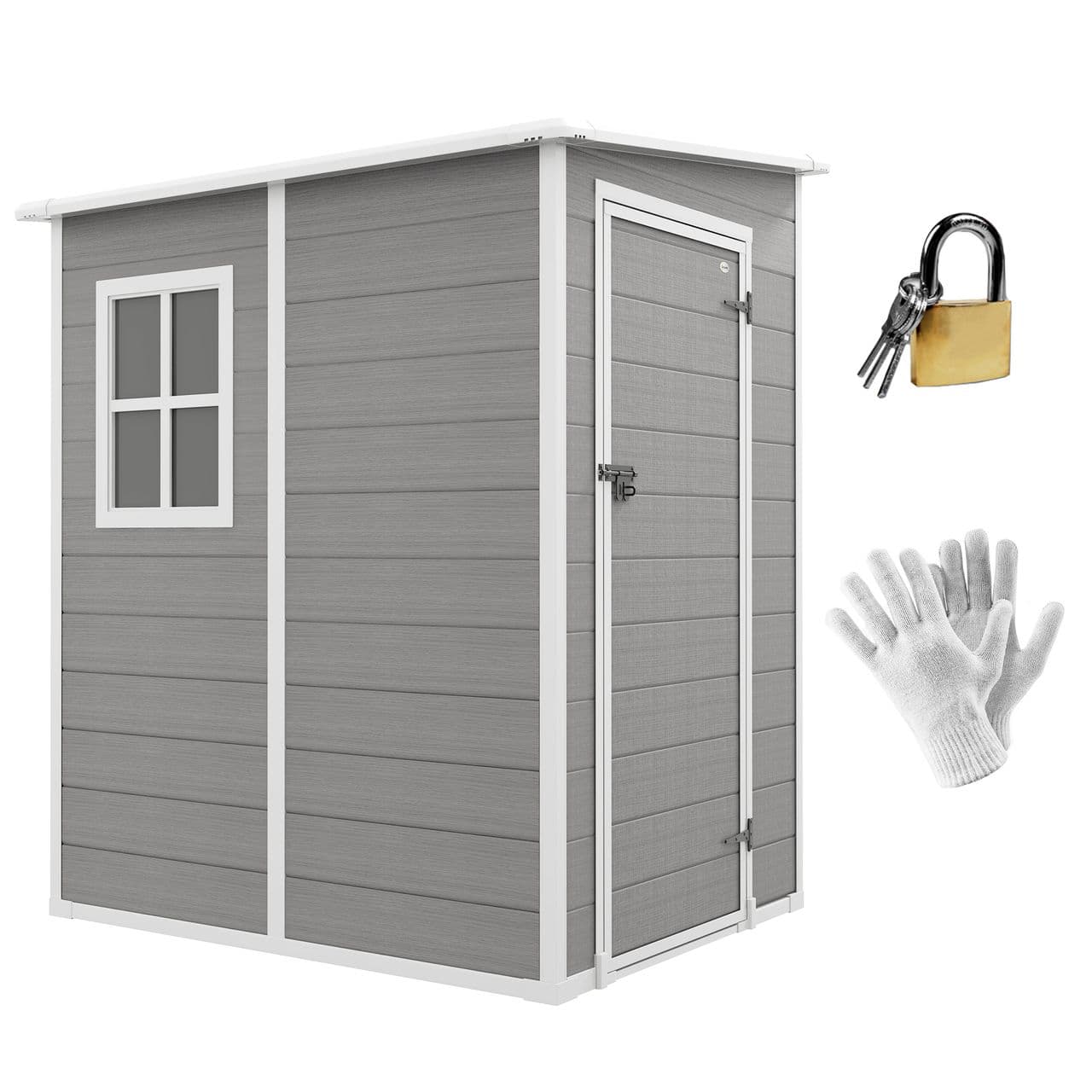 Outsunny Gerätehaus 1,54m³, Gartenhaus mit Pultdach, 122 x 149 x 192/177 cm Gartenschrank