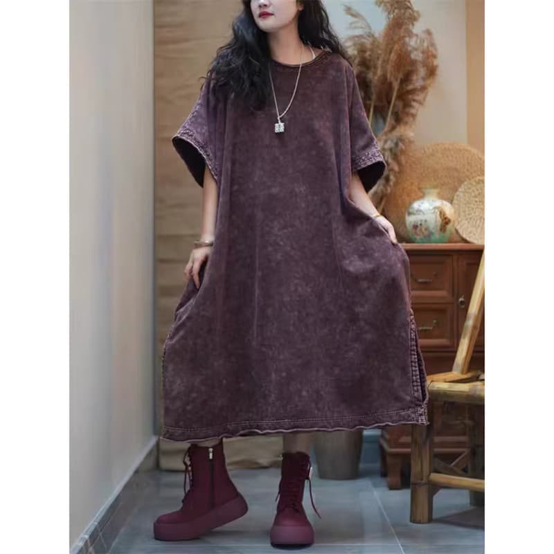 2025, Sommer Neue Kunst Stil Frauen Oansatz Lose Vintage A-linie Langes Kleid Side Split Design Gute Qualität Baumwolle Leinen Kleider TX69