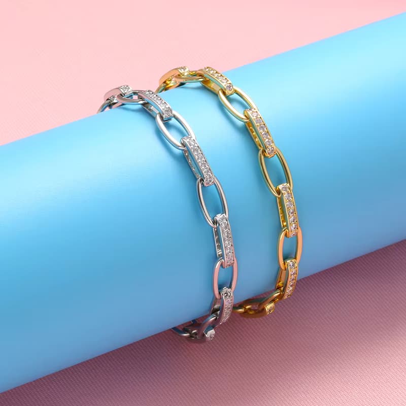 Zhukou kreative Goldfarbe Frauen Armband cz Kristall kette Form Armband für Frauen Party Schmuck Großhandel vl183