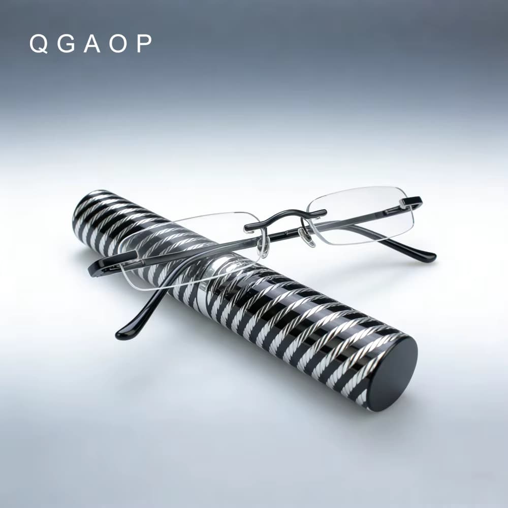 QGAOP Metall-Stiftetui, Blaulichtfilter, Lesebrille, randlos, bequeme Lesebrille, heiß begehrt in Europa und Amerika