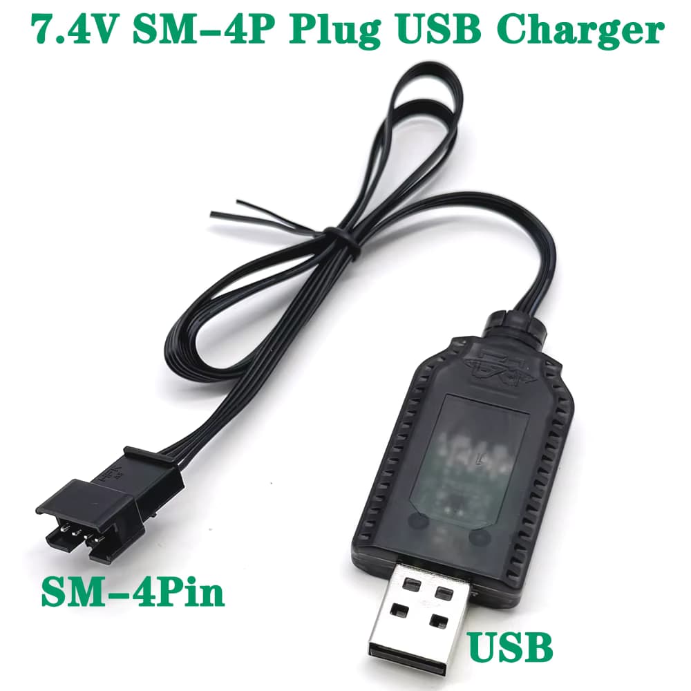 1 Stück 7,4V (3,7V X2) Ladegerät SM-4P Li-Ionen-Akku Elektrisches RC-Spielzeugauto Boot USB-Ladekabel