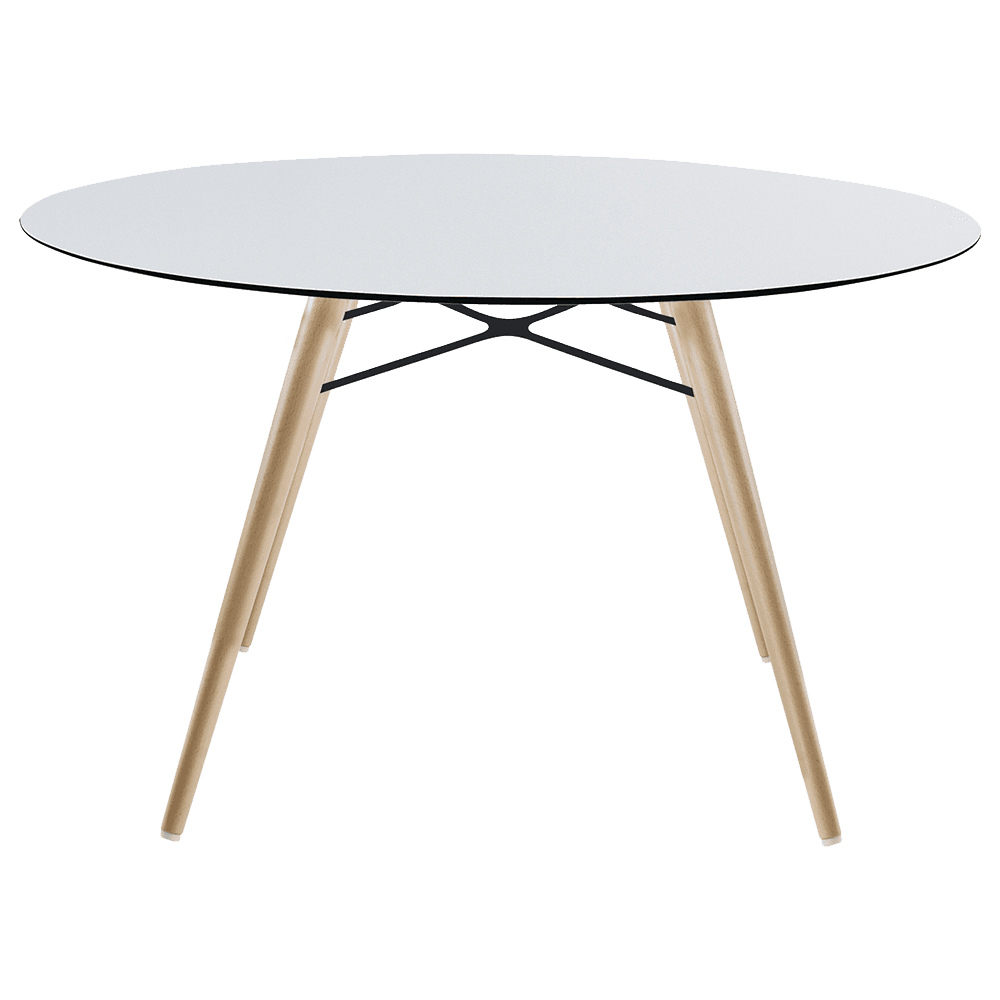 Tisch Papatya Wox D120x75 Gestell Buche natur lackiert, Tischplatte weiß 1050M