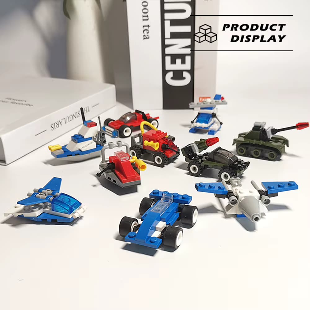 Polizei Boot Modell Bausteine Hubschrauber Polizei Boot Minitank Rennwagen Montage Ziegel DIY Falke Spielzeug für Kinder Geschenke