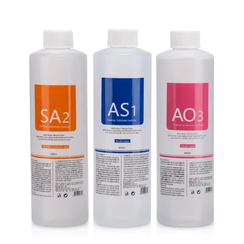 Gesichtspflege-Gesichtsserum AS1 SA2 AO3 Aqua Peel-Lösung für die Tiefenreinigung der Gesichtsmaschine, 400 ml, Set mit 3 Seren
