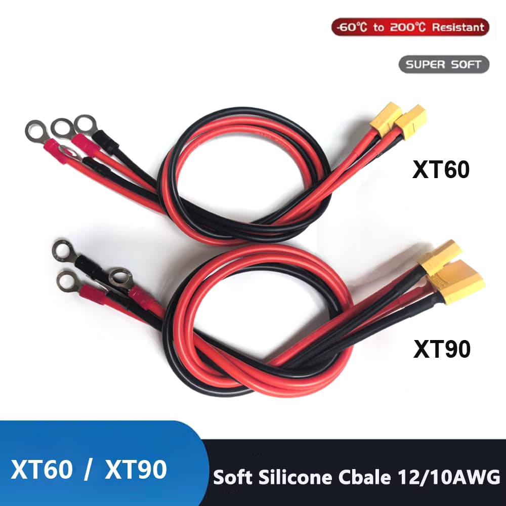 XT90/XT60 Stecker-Buchse-Konverter Paralleler Batterieanschluss mit 12AWG 10AWG Silikonkabel für RC-Batterie und Motor