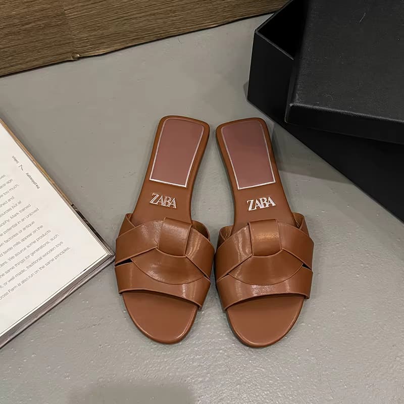 Luxus-Designer-Damensandalen 2025, neue Mode, gewebt, bequeme Damen-Sandalen, lässig, weinrot, Sommer, flache Damen-Hausschuhe