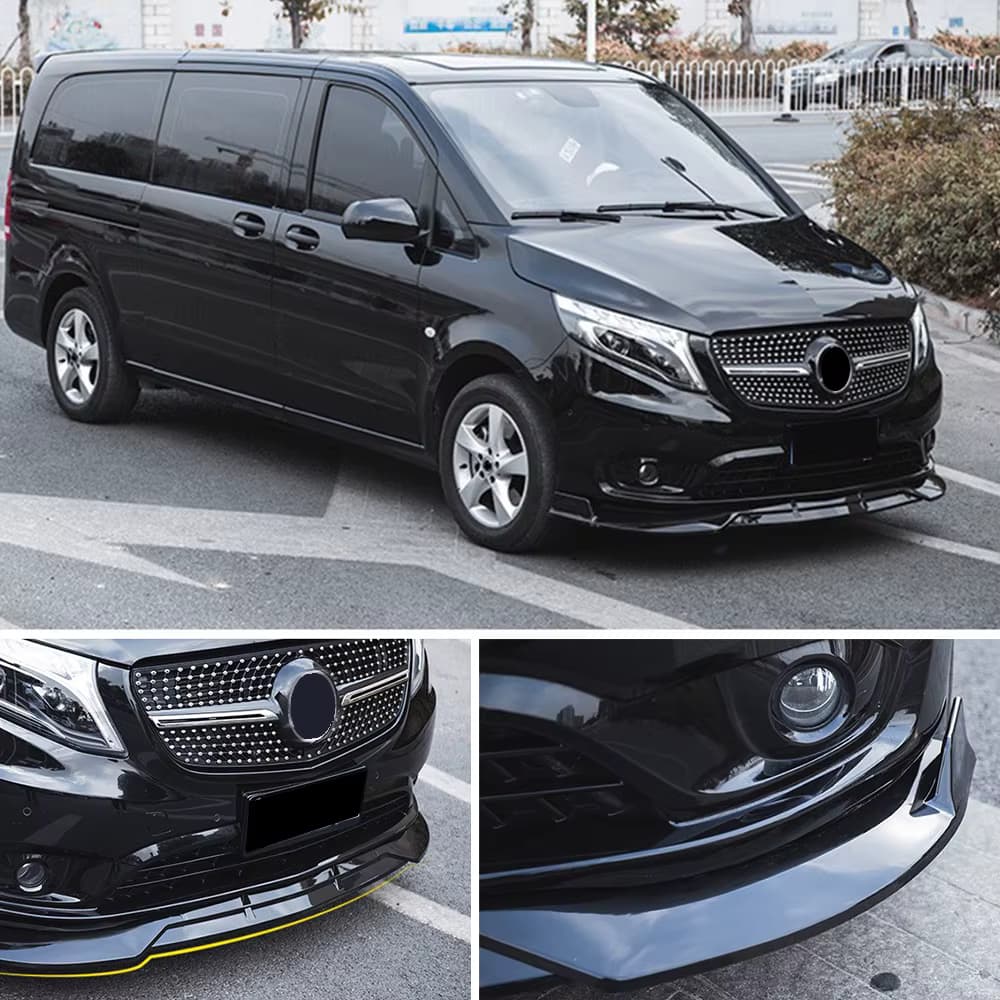 Für Vito W447 2016-2023 Frontlippe 3-teilig, Mercedes Benz Carbon-Look Spoiler-Kit, Stoßstangen-Splitter Diffusor