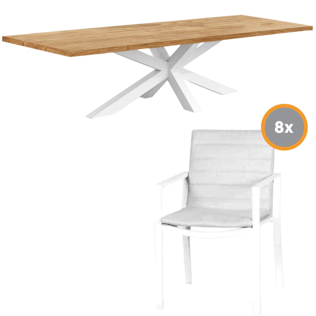 Sitzgruppe TIMOR 1 Gartenmöbel Set AluminiumTeak Tisch 280 m + 8 Stühle. Tilbud fra Demmelhuber DE.