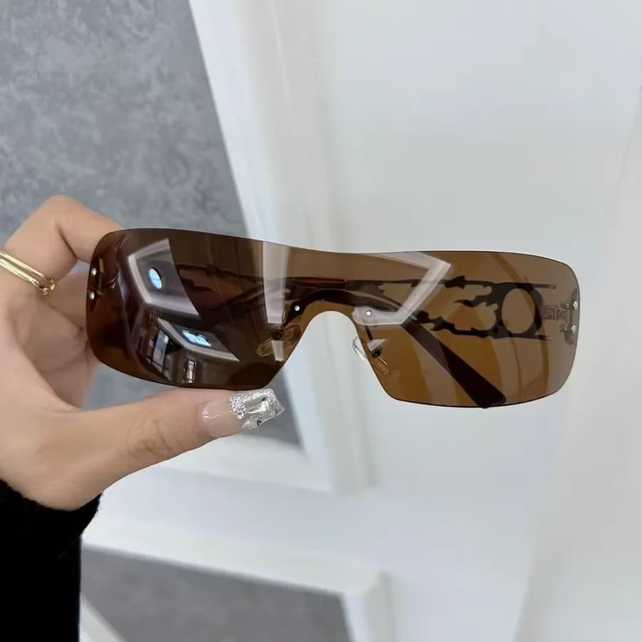 Bunte Quadratische Sonnenbrillen für Damen und Herren Randlose Sonnenbrillen Designer-Marke Unisex Reise Outdoor Oculos De Sol