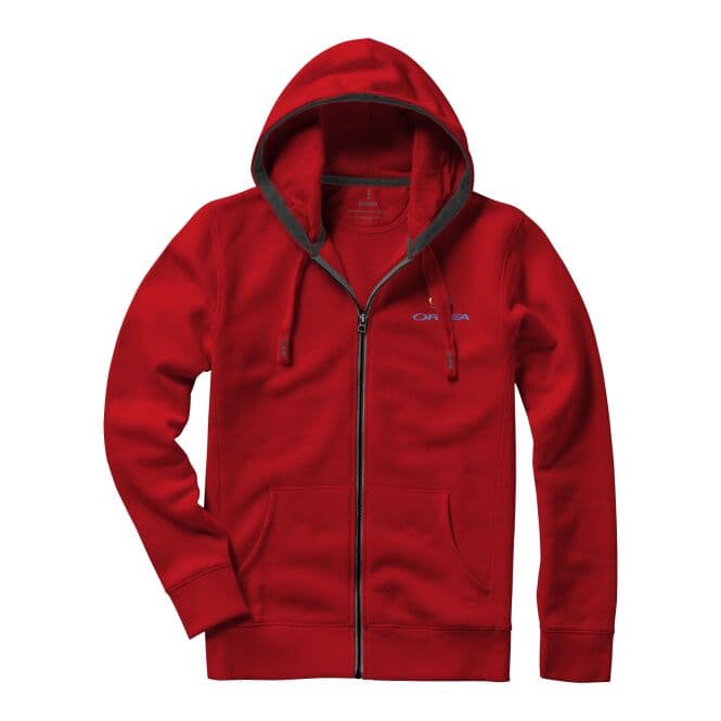 48h Express-Druck Werbeartikel Arora Kapuzensweatjacke – rot – XXL – mit Logo bedruckt