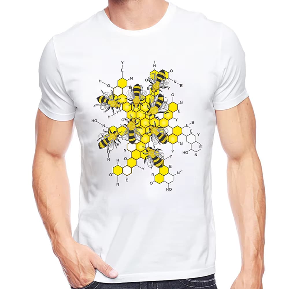 2021 lustige Tier design Wissenschaft von Honig und Bienen T-Shirt Sommer Männer gedruckt T-Shirt Mode Chemie Tops T-Shirt Kleidung