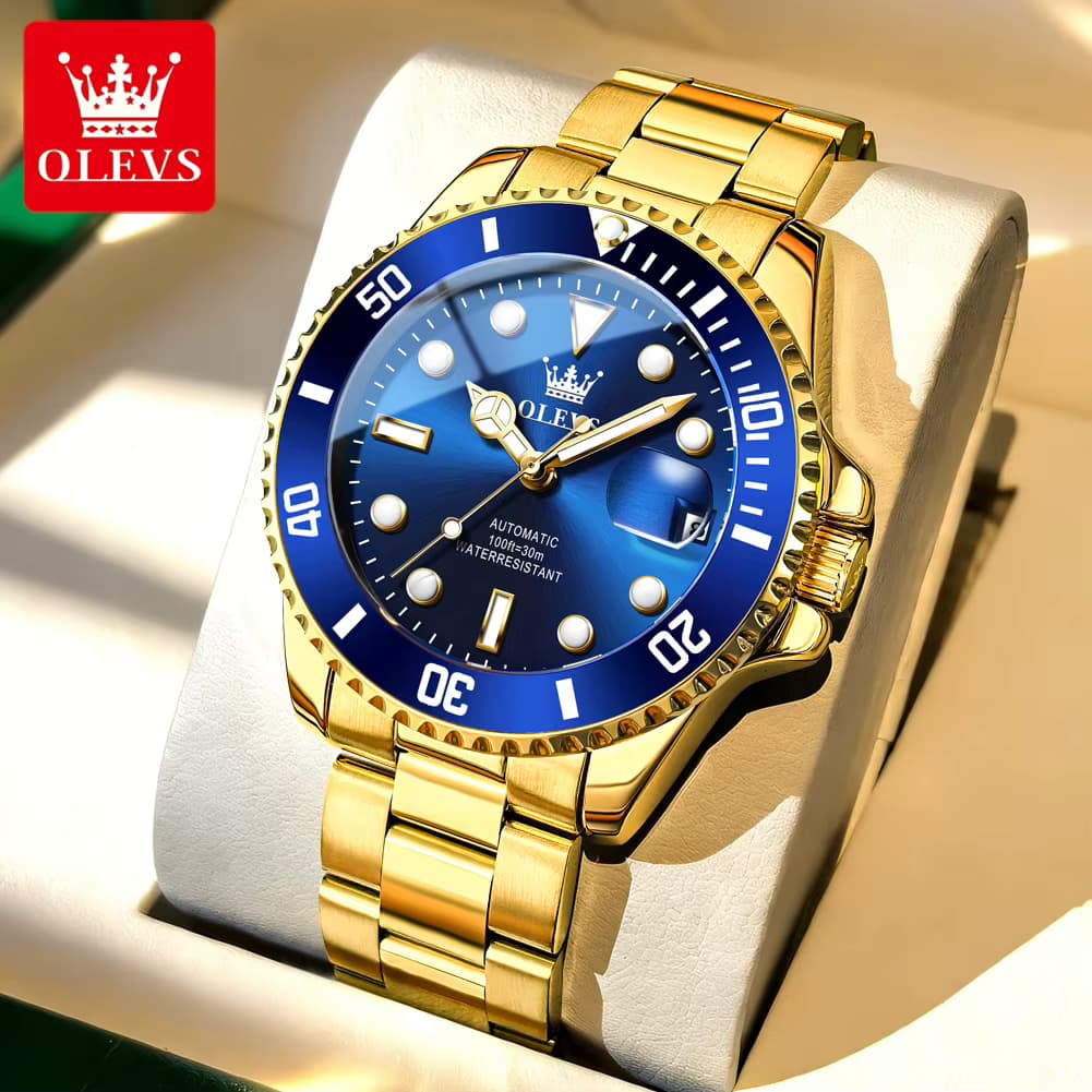 OLEVS 6650 Luxus Business Automatik Herrenuhren Wasserdicht Leuchtend Edelstahl Mechanische Armbanduhr für Männer