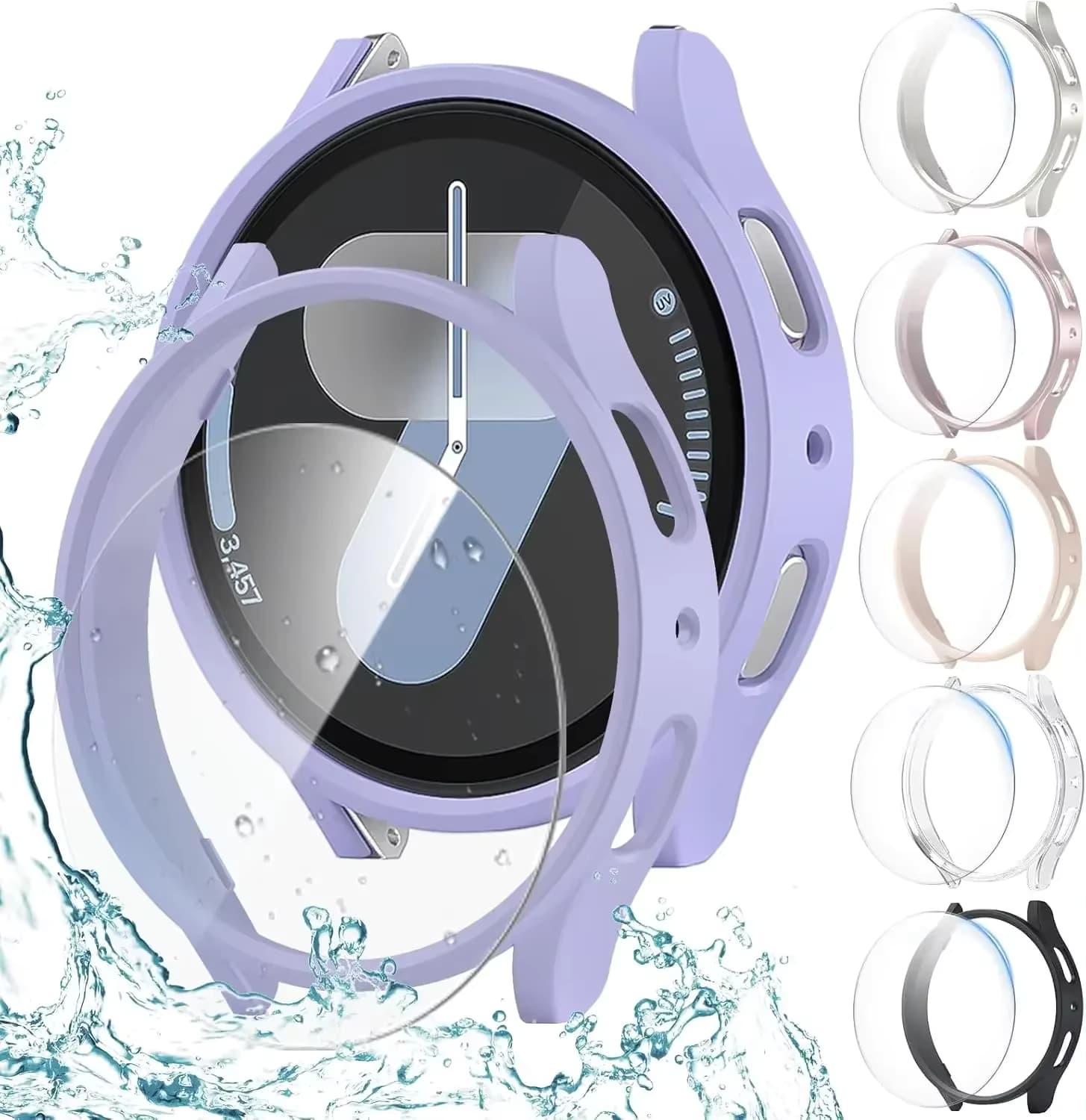 Gehäuse + gehärtetes Glas für Samsung Galaxy Watch 7 40 mm 44 mm, wasserdichter PC, matte Abdeckung, schützende Stoßstangenschale für Galaxy Watch 7