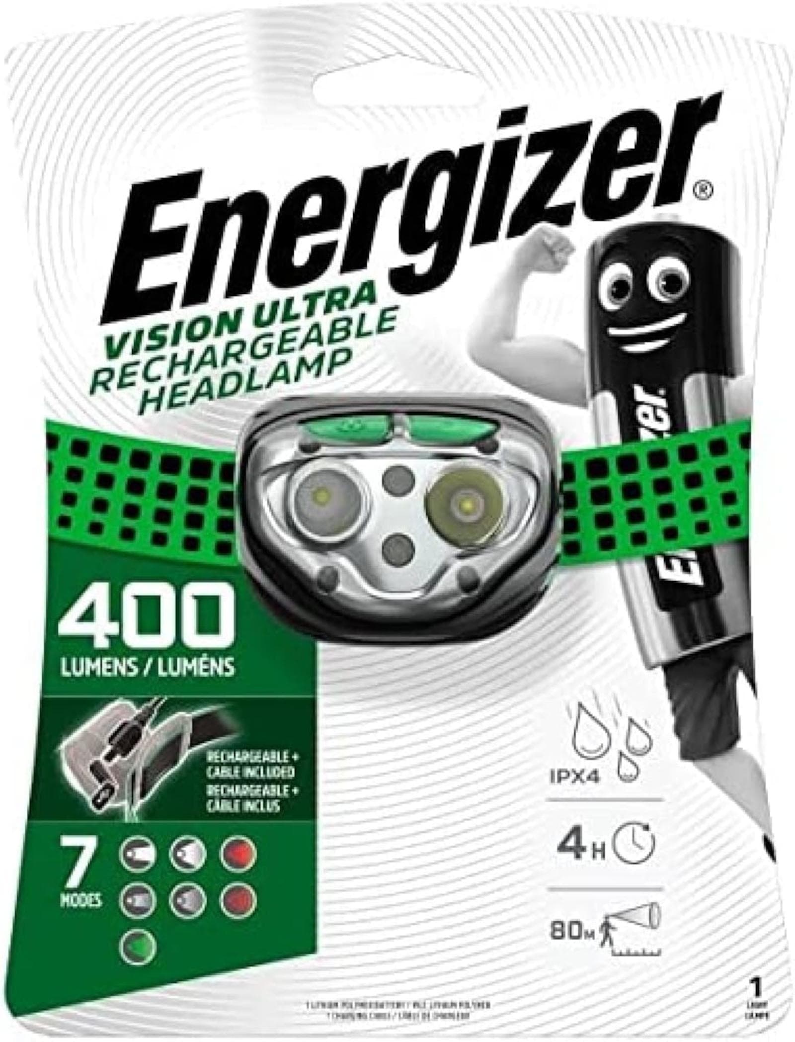 Energizer Stirnlampe LED, Vision Ultra Kopflampe wiederaufladbar Stirnlampe E301528203 Blister E301528203. Offer from EWANTO DE.