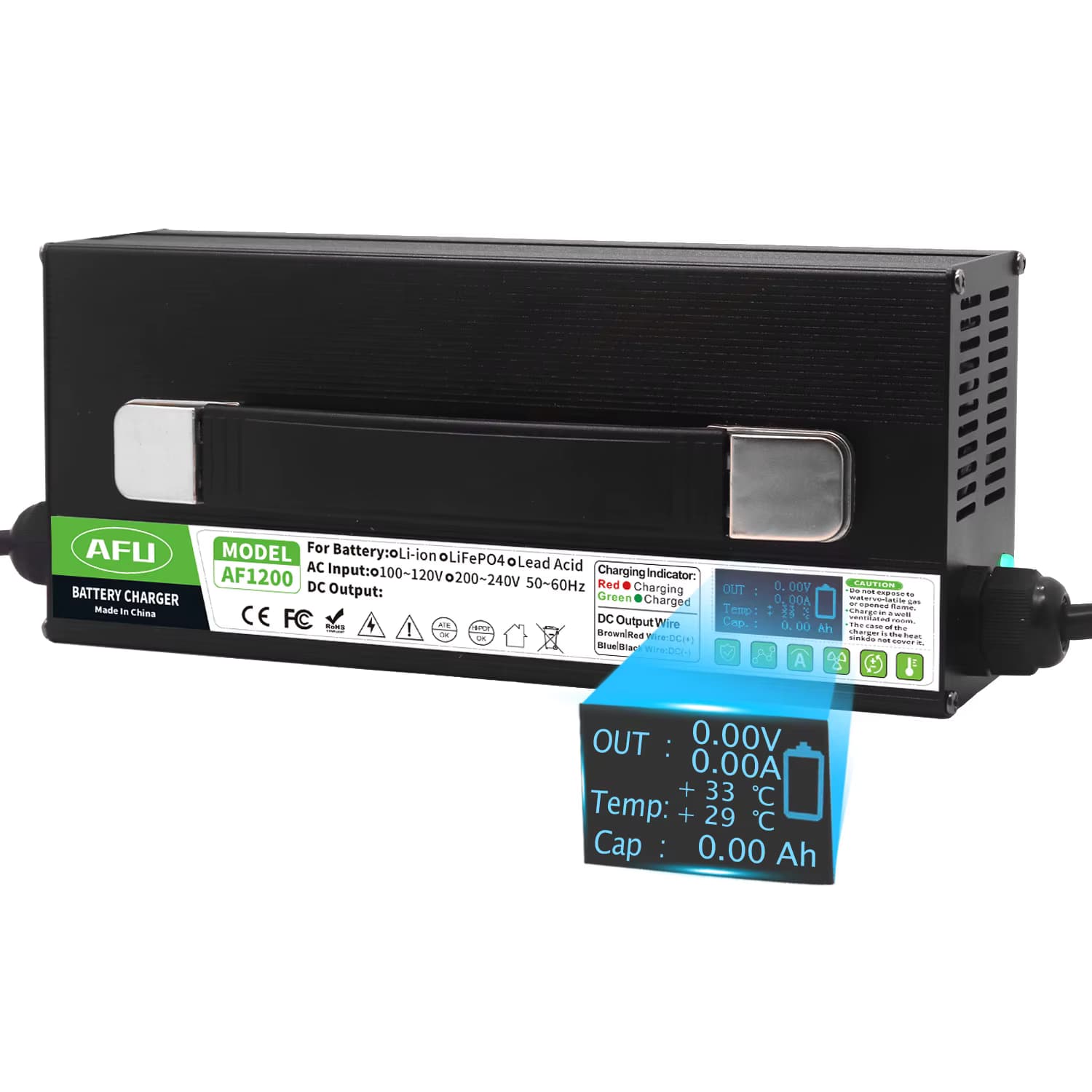 100,8 V 10 A Lithium-Ionen-Akku-Ladegerät USB für 24S 88,8 V Lithium-Ionen-Akku Wärmeableitung High Power mit LCD-Display