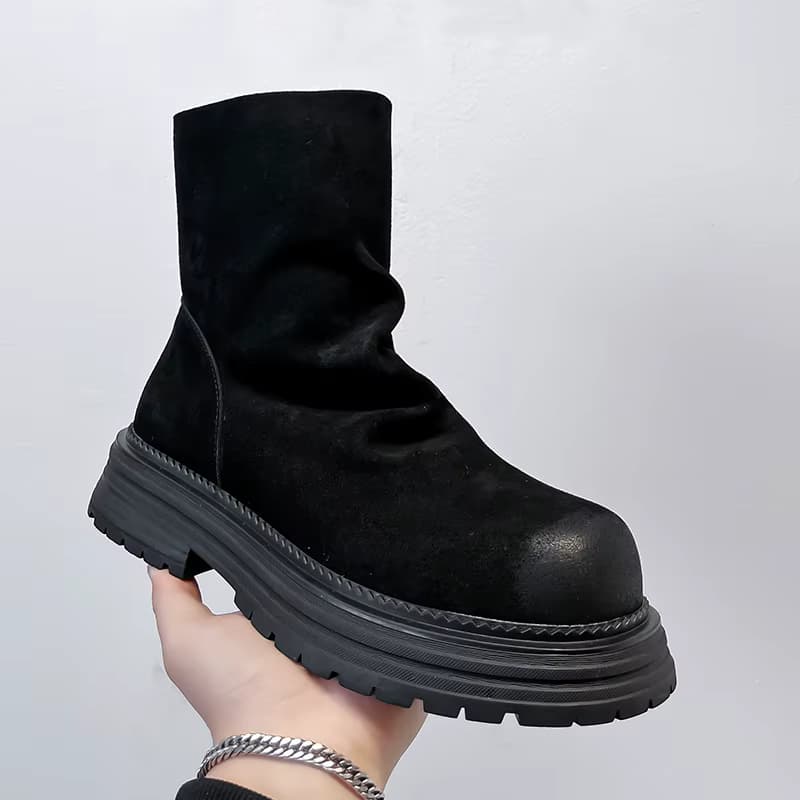 Männer Luxus Mode Bühne Nachtclub hohe Chelsea Stiefel Kuh Wildleder Schuhe Cowboy Plattform Stiefel Designer lange Motorrad Bota