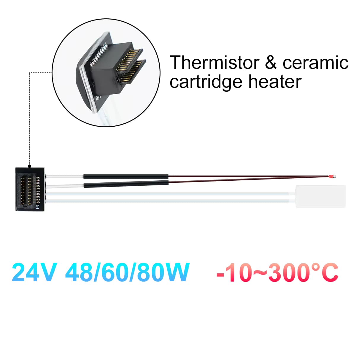 24V 48/60/80W für Bambu Lab A1/A1mini Hotend Thermistor für P1P/P1S/X1/X1C Keramik-Heizelement Hotend Wärmeleitfähiges Silikon 3D