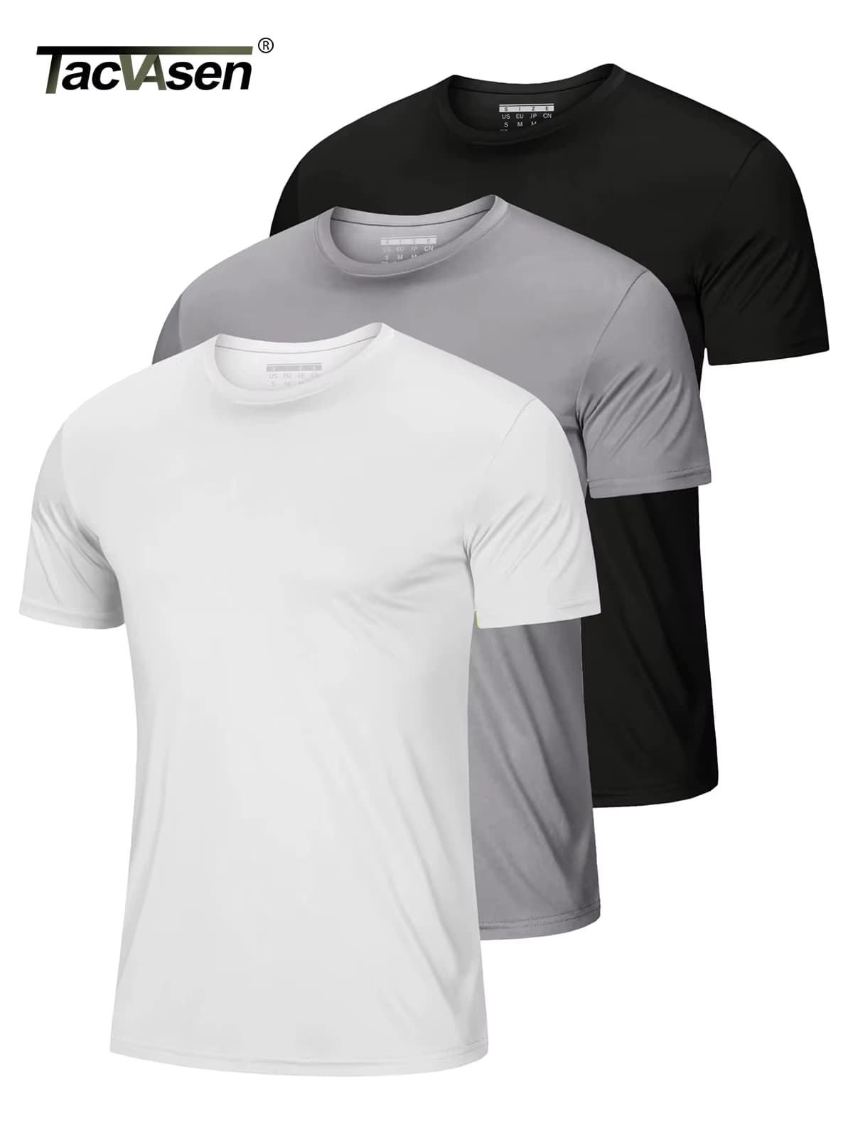 TACVASEN Herren 3er-Pack UPF 50+ Sonnenschutz-T-Shirts, atmungsaktive, schnell trocknende Kurzarm-T-Shirts zum Laufen und Wandern