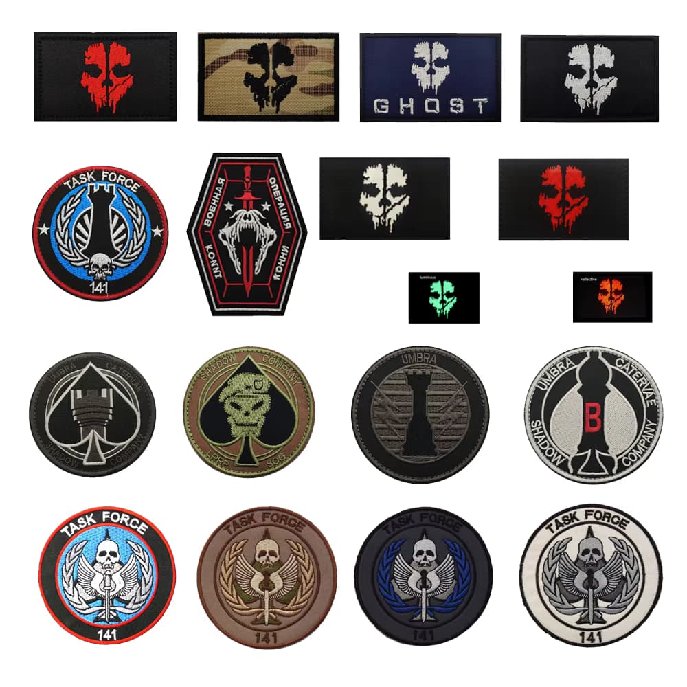 Neue Call of Duty Aufkleber Task Force Codol gestickte Klett Patches taktisches Zubehör Armband Schädel Moral Abzeichen Aufkleber