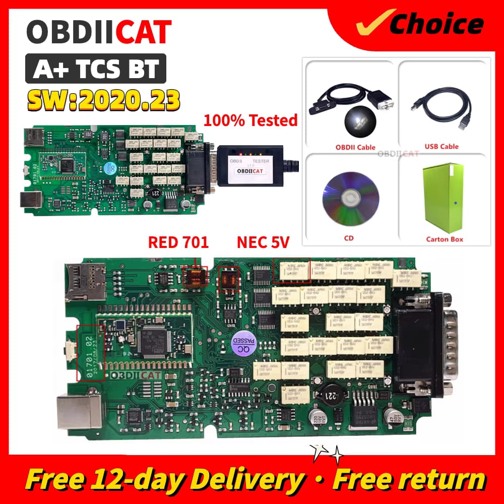 A++ Single Board Schwarzes Gehäuse TCS Red 701 mit Filter 2021.11 mit Keygen OBD2 Diagnose-Tool Scanner TCS Test Auto LKW