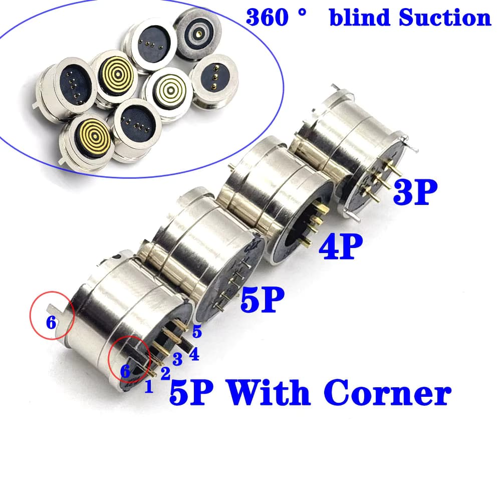 3/4/5/6 Pin Pogo-Pin-Steckverbinder Wasserdichter Magnetischer Federkontakt Stecker Buchse 360° ° Blind-Saugfunktion DC-Signalübertragung Aufladen