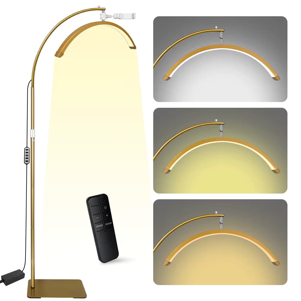 23-Zoll LED Halbmond-Lampe mit Einstellbarer Kalt- & Warmbeleuchtung und Telefonhalter für Wimpern, Gesichts-Make-up, Tattoo und Hautpflege