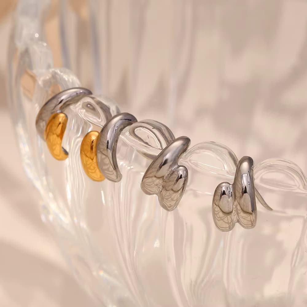 E.B.belle Minimalismus Design 15mm Kleine Banane ohrringe frauen Neue Ankunft Doppel Farbe edelstahl frauen schmuck