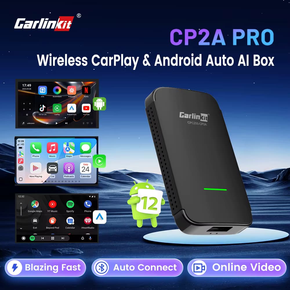 CarlinKit 4.0 PRO/5.0/4.0 Neue 3-in-1 Kabellose CarPlay AI Box Android 12 Android Auto Wireless Adapter Unterstützt Spiegelmodus Plug-and-Play für YouTube Netflix Tk Volkswagen Toyota