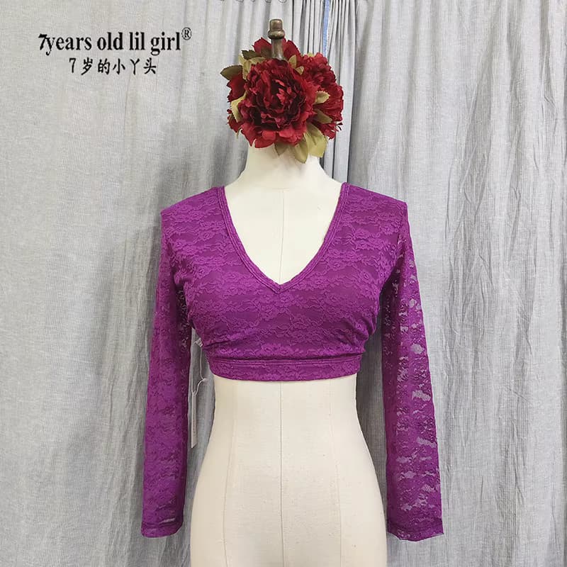 7yearsoldlilgirl Spitze Bauchtanz Top Ats Tribal Choli Langarm Damen Kostüm BR49