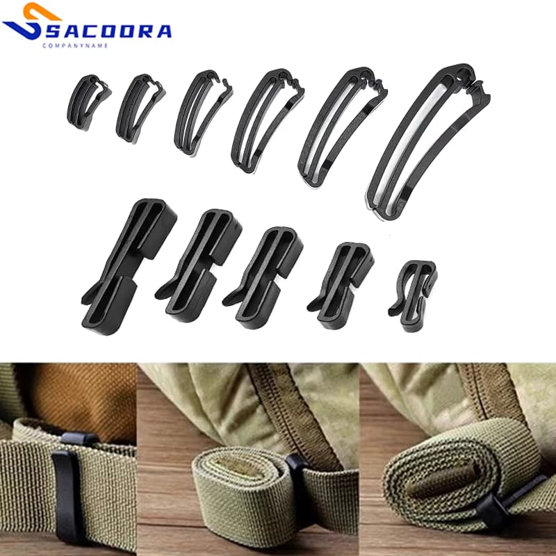 10 Teile/paket Quick Slip Keeper Schnalle Ende Clip Slider Schwarz Für Molle Taktische Rucksack Anpassung Gurtband 15-50mm