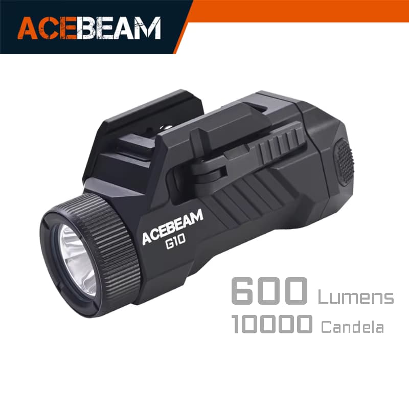 ACEBEAM G10 600 Lumen Schnell abnehmbare taktische Schienenmontage-Taschenlampe, wiederaufladbarer 850mAh-Akku, breit kompatibel GL TWS99 90two